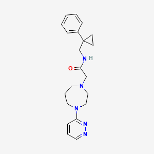 molecular formula C21H27N5O B6917125 N-[(1-phenylcyclopropyl)methyl]-2-(4-pyridazin-3-yl-1,4-diazepan-1-yl)acetamide 