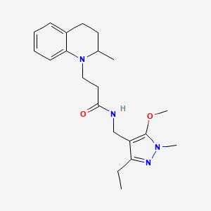 molecular formula C21H30N4O2 B6917137 N-[(3-ethyl-5-methoxy-1-methylpyrazol-4-yl)methyl]-3-(2-methyl-3,4-dihydro-2H-quinolin-1-yl)propanamide 