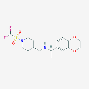 molecular formula C17H24F2N2O4S B6917222 N-[[1-(difluoromethylsulfonyl)piperidin-4-yl]methyl]-1-(2,3-dihydro-1,4-benzodioxin-6-yl)ethanamine 