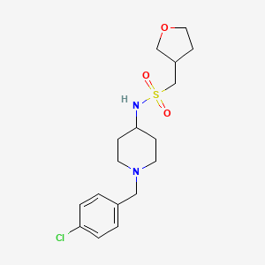 molecular formula C17H25ClN2O3S B6917429 N-[1-[(4-chlorophenyl)methyl]piperidin-4-yl]-1-(oxolan-3-yl)methanesulfonamide 