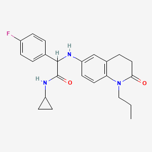 molecular formula C23H26FN3O2 B6917444 N-cyclopropyl-2-(4-fluorophenyl)-2-[(2-oxo-1-propyl-3,4-dihydroquinolin-6-yl)amino]acetamide 
