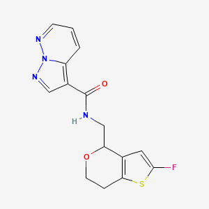 molecular formula C15H13FN4O2S B6917518 N-[(2-fluoro-6,7-dihydro-4H-thieno[3,2-c]pyran-4-yl)methyl]pyrazolo[1,5-b]pyridazine-3-carboxamide 