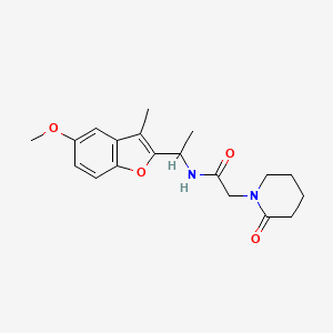 molecular formula C19H24N2O4 B6917544 N-[1-(5-methoxy-3-methyl-1-benzofuran-2-yl)ethyl]-2-(2-oxopiperidin-1-yl)acetamide 