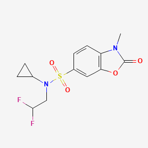 molecular formula C13H14F2N2O4S B6917665 N-cyclopropyl-N-(2,2-difluoroethyl)-3-methyl-2-oxo-1,3-benzoxazole-6-sulfonamide 