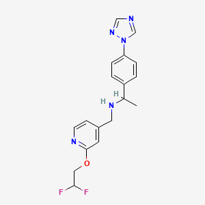 molecular formula C18H19F2N5O B6917702 N-[[2-(2,2-difluoroethoxy)pyridin-4-yl]methyl]-1-[4-(1,2,4-triazol-1-yl)phenyl]ethanamine 