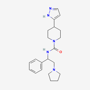 molecular formula C21H29N5O B6917818 N-(1-phenyl-2-pyrrolidin-1-ylethyl)-4-(1H-pyrazol-5-yl)piperidine-1-carboxamide 