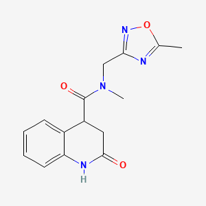 molecular formula C15H16N4O3 B6917900 N-methyl-N-[(5-methyl-1,2,4-oxadiazol-3-yl)methyl]-2-oxo-3,4-dihydro-1H-quinoline-4-carboxamide 