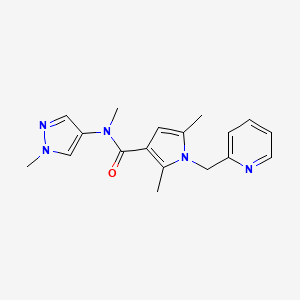 molecular formula C18H21N5O B6917960 N,2,5-trimethyl-N-(1-methylpyrazol-4-yl)-1-(pyridin-2-ylmethyl)pyrrole-3-carboxamide 