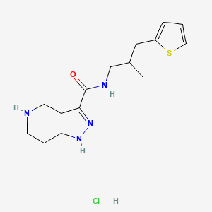 molecular formula C15H21ClN4OS B6918063 N-(2-methyl-3-thiophen-2-ylpropyl)-4,5,6,7-tetrahydro-1H-pyrazolo[4,3-c]pyridine-3-carboxamide;hydrochloride 