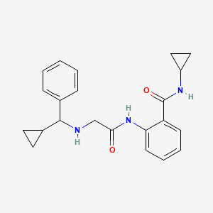 molecular formula C22H25N3O2 B6918157 N-cyclopropyl-2-[[2-[[cyclopropyl(phenyl)methyl]amino]acetyl]amino]benzamide 