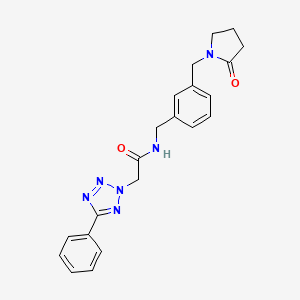 molecular formula C21H22N6O2 B6918245 N-[[3-[(2-oxopyrrolidin-1-yl)methyl]phenyl]methyl]-2-(5-phenyltetrazol-2-yl)acetamide 