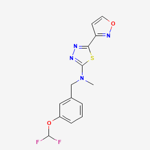 molecular formula C14H12F2N4O2S B6918282 N-[[3-(difluoromethoxy)phenyl]methyl]-N-methyl-5-(1,2-oxazol-3-yl)-1,3,4-thiadiazol-2-amine 