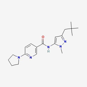 molecular formula C19H27N5O B6918369 N-[5-(2,2-dimethylpropyl)-2-methylpyrazol-3-yl]-6-pyrrolidin-1-ylpyridine-3-carboxamide 