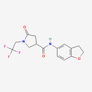 molecular formula C15H15F3N2O3 B6918385 N-(2,3-dihydro-1-benzofuran-5-yl)-5-oxo-1-(2,2,2-trifluoroethyl)pyrrolidine-3-carboxamide 