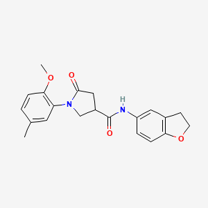 molecular formula C21H22N2O4 B6918429 N-(2,3-dihydro-1-benzofuran-5-yl)-1-(2-methoxy-5-methylphenyl)-5-oxopyrrolidine-3-carboxamide 