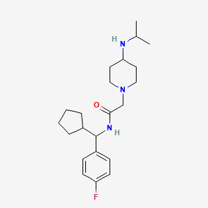 molecular formula C22H34FN3O B6918431 N-[cyclopentyl-(4-fluorophenyl)methyl]-2-[4-(propan-2-ylamino)piperidin-1-yl]acetamide 