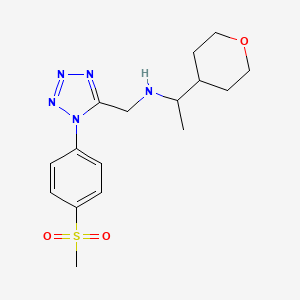 molecular formula C16H23N5O3S B6918453 N-[[1-(4-methylsulfonylphenyl)tetrazol-5-yl]methyl]-1-(oxan-4-yl)ethanamine 