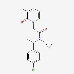 molecular formula C19H21ClN2O2 B6918465 N-[1-(4-chlorophenyl)ethyl]-N-cyclopropyl-2-(3-methyl-2-oxopyridin-1-yl)acetamide 