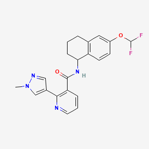 molecular formula C21H20F2N4O2 B6918526 N-[6-(difluoromethoxy)-1,2,3,4-tetrahydronaphthalen-1-yl]-2-(1-methylpyrazol-4-yl)pyridine-3-carboxamide 