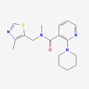 molecular formula C17H22N4OS B6918664 N-methyl-N-[(4-methyl-1,3-thiazol-5-yl)methyl]-2-piperidin-1-ylpyridine-3-carboxamide 