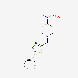 molecular formula C18H23N3OS B6918676 N-methyl-N-[1-[(5-phenyl-1,3-thiazol-2-yl)methyl]piperidin-4-yl]acetamide 