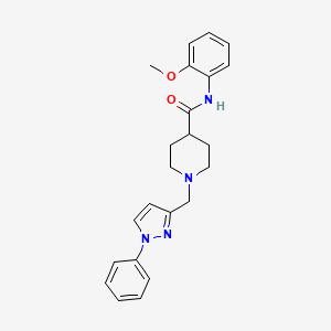 molecular formula C23H26N4O2 B6918684 N-(2-methoxyphenyl)-1-[(1-phenylpyrazol-3-yl)methyl]piperidine-4-carboxamide 