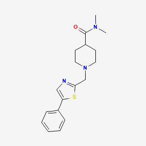 molecular formula C18H23N3OS B6918720 N,N-dimethyl-1-[(5-phenyl-1,3-thiazol-2-yl)methyl]piperidine-4-carboxamide 