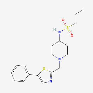 molecular formula C18H25N3O2S2 B6918743 N-[1-[(5-phenyl-1,3-thiazol-2-yl)methyl]piperidin-4-yl]propane-1-sulfonamide 