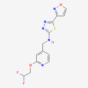 molecular formula C13H11F2N5O2S B6918857 N-[[2-(2,2-difluoroethoxy)pyridin-4-yl]methyl]-5-(1,2-oxazol-3-yl)-1,3,4-thiadiazol-2-amine 
