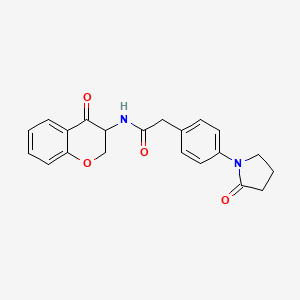 molecular formula C21H20N2O4 B6918937 N-(4-oxo-2,3-dihydrochromen-3-yl)-2-[4-(2-oxopyrrolidin-1-yl)phenyl]acetamide 