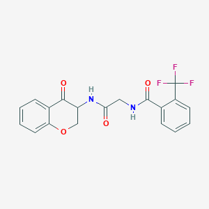molecular formula C19H15F3N2O4 B6919053 N-[2-oxo-2-[(4-oxo-2,3-dihydrochromen-3-yl)amino]ethyl]-2-(trifluoromethyl)benzamide 