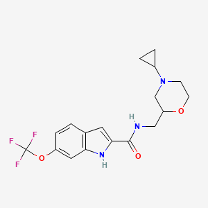 molecular formula C18H20F3N3O3 B6919145 N-[(4-cyclopropylmorpholin-2-yl)methyl]-6-(trifluoromethoxy)-1H-indole-2-carboxamide 