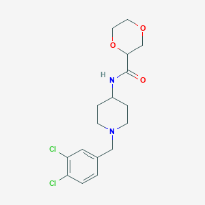 molecular formula C17H22Cl2N2O3 B6919156 N-[1-[(3,4-dichlorophenyl)methyl]piperidin-4-yl]-1,4-dioxane-2-carboxamide 