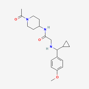 molecular formula C20H29N3O3 B6919196 N-(1-acetylpiperidin-4-yl)-2-[[cyclopropyl-(4-methoxyphenyl)methyl]amino]acetamide 