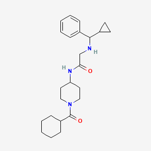 molecular formula C24H35N3O2 B6919202 N-[1-(cyclohexanecarbonyl)piperidin-4-yl]-2-[[cyclopropyl(phenyl)methyl]amino]acetamide 