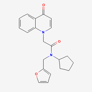 molecular formula C21H22N2O3 B6919294 N-cyclopentyl-N-(furan-2-ylmethyl)-2-(4-oxoquinolin-1-yl)acetamide 