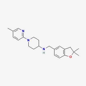 molecular formula C22H29N3O B6919342 N-[(2,2-dimethyl-3H-1-benzofuran-5-yl)methyl]-1-(5-methylpyridin-2-yl)piperidin-4-amine 