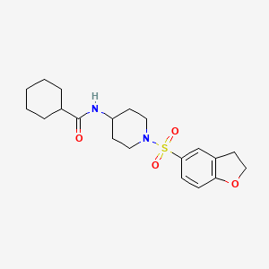 molecular formula C20H28N2O4S B6919374 N-[1-(2,3-dihydro-1-benzofuran-5-ylsulfonyl)piperidin-4-yl]cyclohexanecarboxamide 