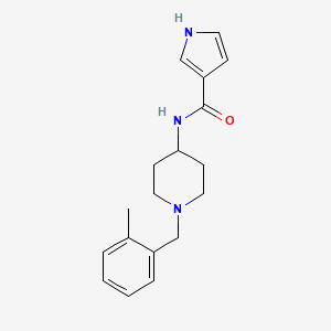 molecular formula C18H23N3O B6919436 N-[1-[(2-methylphenyl)methyl]piperidin-4-yl]-1H-pyrrole-3-carboxamide 