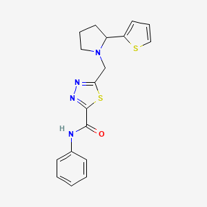 molecular formula C18H18N4OS2 B6919454 N-phenyl-5-[(2-thiophen-2-ylpyrrolidin-1-yl)methyl]-1,3,4-thiadiazole-2-carboxamide 