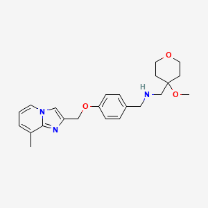 molecular formula C23H29N3O3 B6919506 N-[(4-methoxyoxan-4-yl)methyl]-1-[4-[(8-methylimidazo[1,2-a]pyridin-2-yl)methoxy]phenyl]methanamine 