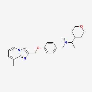 molecular formula C23H29N3O2 B6919552 N-[[4-[(8-methylimidazo[1,2-a]pyridin-2-yl)methoxy]phenyl]methyl]-1-(oxan-4-yl)ethanamine 