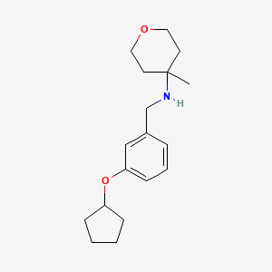 molecular formula C18H27NO2 B6919561 N-[(3-cyclopentyloxyphenyl)methyl]-4-methyloxan-4-amine 