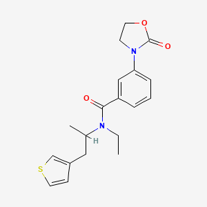 molecular formula C19H22N2O3S B6919579 N-ethyl-3-(2-oxo-1,3-oxazolidin-3-yl)-N-(1-thiophen-3-ylpropan-2-yl)benzamide 