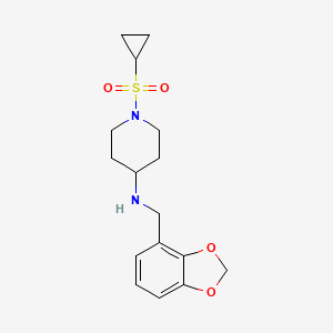 molecular formula C16H22N2O4S B6919687 N-(1,3-benzodioxol-4-ylmethyl)-1-cyclopropylsulfonylpiperidin-4-amine 