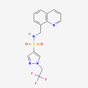 molecular formula C15H13F3N4O2S B6919725 N-(quinolin-8-ylmethyl)-1-(2,2,2-trifluoroethyl)pyrazole-4-sulfonamide 