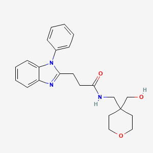 molecular formula C23H27N3O3 B6919733 N-[[4-(hydroxymethyl)oxan-4-yl]methyl]-3-(1-phenylbenzimidazol-2-yl)propanamide 