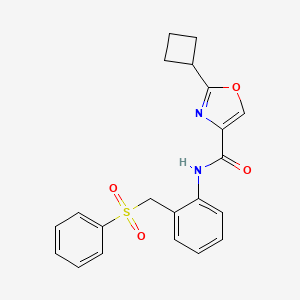 molecular formula C21H20N2O4S B6919808 N-[2-(benzenesulfonylmethyl)phenyl]-2-cyclobutyl-1,3-oxazole-4-carboxamide 