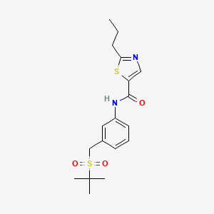molecular formula C18H24N2O3S2 B6919850 N-[3-(tert-butylsulfonylmethyl)phenyl]-2-propyl-1,3-thiazole-5-carboxamide 