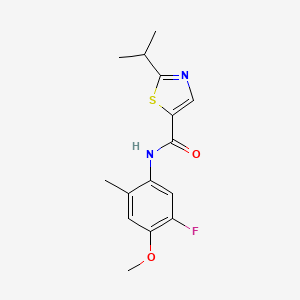 molecular formula C15H17FN2O2S B6919862 N-(5-fluoro-4-methoxy-2-methylphenyl)-2-propan-2-yl-1,3-thiazole-5-carboxamide 